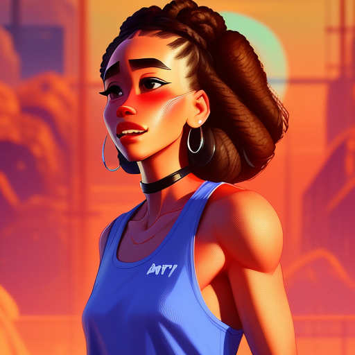 00077-1206133388-digital art full body portrait of a resilient, wiry, Stupid client woman, Refined, grimace, with auburn braids wearing tank top.png